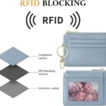 Pink minimalist ultra-thin mini wallet, artificial soft leather bank card bag, comes with a wrist strap, lanyard, and keychain, and is a portable small wallet for commuting and shopping - Image 2