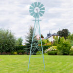 8FT Weather Resistant Yard Garden Windmill Blue - Image 29