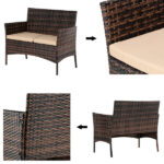 2pcs Arm Chairs 1pc Love Seat & Tempered Glass Coffee Table Rattan Sofa Set Brown Gradient SAME AS 45313116 - Image 26