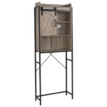 Retro Style MDF With Triamine Iron Frame Sliding Door Three-Layer Rack Bathroom Cabinet - Image 7