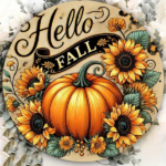 CIFbuy Brighten Home Fall Decor Metal Sign, Hello Fall Round Vintage Tin Sign 8x8 Inch, Rustic Farmhouse Style Wall Art For Home Autumn TikTok, TikTok, tumn Self-pickup Logiopics - Image 4