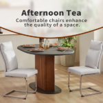 Dining chair set (2 pieces) modern leather imitation soft cushion dining chair, with soft cushion backrest and electroplated legs, suitable for kitchen/living room/dining room, white - Image 3