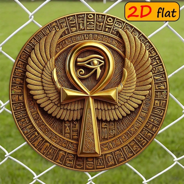 ca596046-63ce-480a-8269-88276dbeaf56.png CIFbuy Ancient Egyptian Wall Decor Eye Of Horus & Ankh Metal Plaque, 7.87" Round Aluminum Sign With Hieroglyphics, Vintage Spiritual Ar TikTok, TikTok, Self-pickup Logiopics - Image 1