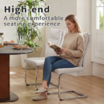 Dining chair set (2 pieces) modern leather imitation soft cushion dining chair, with soft cushion backrest and electroplated legs, suitable for kitchen/living room/dining room, white - Image 5