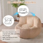 Oversized Bean Bag Chairs,Multicolor Faux Fur Couch Filled with Shredded Sponge,Large Lounger Sofa For Living Room,No Assembly Required ,Brown+Camel - Image 8
