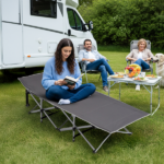 Folding Camping Cot Bed with Soft Pad, Portable Outdoor Cot, Adults Sleeping Bed for Home Office Nap Beach Travel, Gray - Image 17