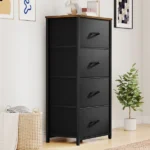 4 Drawer Dresser with Durable Steel Frame & Handles for Adult for , Living Room, Black (Shipment from Walmart)