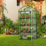 4 Tier Mini Greenhouse with PVC Cover & Roll-Up Zipper Door, Portable Waterproof Greenhouse for Garden Backyard, 27" x 19" x 62", Transparent - Image 9