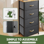 4 Drawer Dresser Fabric Chest of Drawers Furniture Storage Organizer for Living Room,,Hallway, Dark Grey(Shipment from Walmart) - Image 3