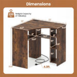 L-Shaped Corner Computer Desk 90° Triangle Home Office Desk with Adjustable Storage Shelves - Image 8