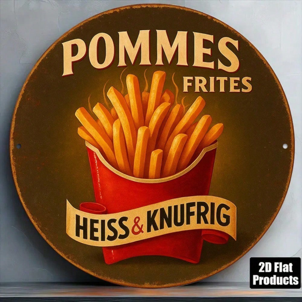 CIFbuy Vintage Pommes Frites Aluminum Sign 8x8 Inch Round French Kitchen Decor, Retro Cafe Bar Restaurant Wall Art, 2D Flat Metal Plaqu TikTok, TikTok, cor, Self-pickup Logiopics