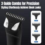 Beard Trimmer, 3 in 1 Hair Clippers and Mens Grooming Kit, Face, Nose, Ear Hair Trimmer - Black - Image 6