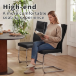 Dining chair set (2 pieces) modern leather imitation soft cushion dining chair, with soft cushion backrest and electroplated legs, suitable for kitchen/living room/dining room,Black - Image 7