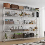 5-layer double row, freely adjustable layer spacing, with adjustable feet, display stand, iron, 147*35*180cm, chrome-plated - Image 12