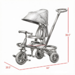Black Foldable Toddler Trike 1-5Y – Travel-Friendly with Storage, Reversible Seat, Safety Harness for Road Trips - Image 3