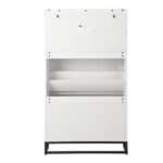 Barn door three-drawer cabinet with top panel; shoe cabinet; particleboard; 80*24*145cm; distressed white - Image 2