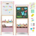 3-in-1 Kids Art Easel - Double-Sided Magnetic Board+Paper Roll, 26 Letter Magnets, Multicolor - Image 17