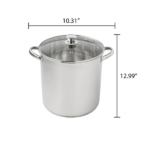Stainless Steel 12-Quart Stock Pot with Glass Lid, Induction Compatible, Stainless Steel, Dishwasher Safe (Shipment from Walmart) - Image 2