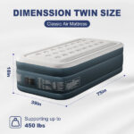 Twin Air Mattress with Built-in Pump, 18in Raised Comfort Blow up Mattress, Double Chamber Airbed, 2min Quick Inflation/Deflation Inflatable Mattress for Home Guests Camping, Gray & White - Image 15