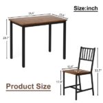 Dining Table Set, Bar Table with 2 Dining chairs, Kitchen Table Counter with Chairs, Industrial for Kitchen Breakfast Table, Living Room, Party Room, Walnut ,35.4″L x23.6″W x 29.7″H - Image 14