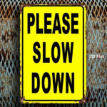 CIFbuy 1pc Heavy-Duty Iron Slow Down Warning Sign, 8x12 Inch Yellow Speed Limit Sign, 2D Flat Traffic Safety Decor For Office & Parking TikTok, TikTok, Sign Self-pickup Logiopics - Image 3