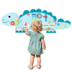 11-in-1 Dinosaur Activity Wall Busy Board Panels-- Wooden Sensory Toy-Blue - Image 2