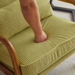 Low Arm Accent Chair - Olive Green Corduroy Upholstered Indoor Lounge Chair, Compact Single Seater with Sturdy Frame (330LBS Weight Capacity) - Image 17