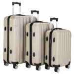 ABS Trolley Case 20in 24in 28in 3PCS Suitcase Set Striped Textured Suitcase Champagne Gold - Image 7