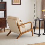 Low Arm Accent Chair - Off-White Corduroy Upholstered Indoor Lounge Chair, Compact Single Seater with Sturdy Frame (330LBS Weight Capacity) - Image 25