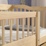 Vertical Fence Wood Painted Pine Toddler Bed with Bottom Drawer and Side Car Bed - Image 22