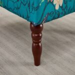 Modern Accent Chair with Retro Wood Legs, Comfy Upholstered Armchair, Floral Design Single Sofa Chair for Living Room Bedroom Office - Floral Cyan - Image 16