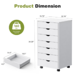 7-Drawer Portable Storage Cabinet on Wheels for Office, Bedroom & Home Organization, White (Shipment from Walmart) - Image 2