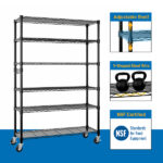 6-Tier disassembly and free assembly NSF-Certified Steel Wire Shelving with Wheels - Image 11