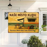 CIFbuy 1pc Retro Czech Slogan Metal Wall Decor, 7.87x" Inch Iron Sign, Art With NAŠE MÍSTO KLIDU Karavan Moř Decor, 7.87ikTok, Decor, 7.87ikTok, t Self-pickup Logiopics - Image 4