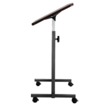 Multifunctional Adjustable Bedside Table MDF + Iron Movable Sofa Side Table 4-Wheeled Small Computer Desk with Brakes 26.5*16.5*27~44in Dark Wood Grain Color - Image 12