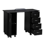 Double Edged Manicure Nail Table with Drawer Black - Image 2