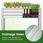 44" Elevated Raised Garden Bed with Drainage Holes, 32" Ergonomic Height Metal Planter - Silver - Image 7
