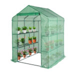 143x143x195cm Black Iron Pipe Steeple With 8 Pieces Grid Flower Stand With Zipper Rolling Door PE Cloth Greenhouse SAME AS 54690859 - Image 8