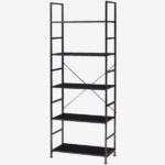 5-Tier Wooden Bookshelf with Adjustable Feet, Metal Frame, Waterproof and Scratch-Resistant Shelves, Black (Shipment from Walmart) - Image 2