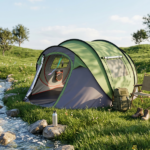 4 Person Pop Up Tent for Camping, Waterproof Instant Family Tent with Front Awning, Automatic Tent Throw Pop Up Instant Flip Pop Tent for Camping, Green - Image 9