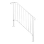 Handrails for Outdoor Steps, Iron Handrail Fits 3 Step, Transitional Handrail with Installation Kit, White - Image 2