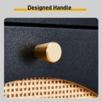 2 rows of 4 dump buckets with high-leg arched rattan shoe cabinet particle board + plastic rattan 105*24*98cm black frame + original wood rattan surface + black high-leg shoe cabinet - Image 7