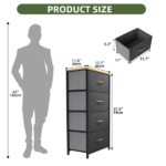 4 Drawer Dresser Fabric Chest of Drawers Furniture Storage Organizer for Living Room,,Hallway, Dark Grey(Shipment from Walmart) - Image 2