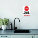 CIFbuy 1pc Metal Stop Private Property Sign 8x12in, Around Security Warning Notice, Contemporary Indoor Outdoor Wall Hanging Decor PropeikTok, PropeikTok, Self-Arckup Logiopcor - Image 6