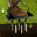 43in Lawn Aerator Garden Tool with Soil Core Tray, Manual Grass Plug Aerators & A Cleaning Tool, Coring Aeration Tools with 3 Tines for Gardening, Soil Compaction, Lawn Yard Care, Black - Image 2