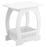 Side Table with Storage, Nightstand End Table for Small Spaces, Modern Arch Design Bedside Table for Indoor Outdoor, White - Image 6