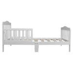 Wooden Baby Toddler Bed Children Bedroom Furniture with Safety Guardrails White - Image 3