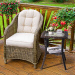 Outdoor Wicker Side Table, Rattan End Table with Glass Top, Patio Coffee Bistro Table for Indoor Garden Porch Balcony, Brown - Image 17