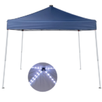 8x8 FT Slant Leg Foldable Canopy Shelter Tent with 4 Solar Color Meteor Shower LED String Lights, 210D Oxford Cloth, White Powder Coated Iron Frame, Storage Carry Bag Included, Blue - Image 2