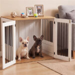 Furniture Style Dog Crate with 360° Rotating Feeder & 304 Stainless Steel Bowls, Double Locking Indoor Dog Kennel - Image 5